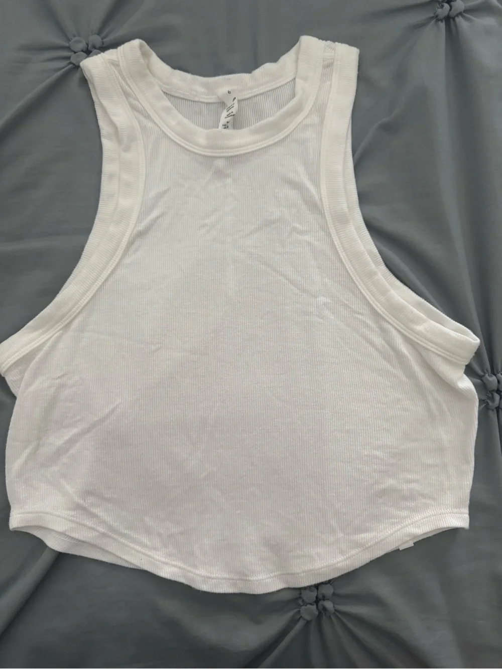 Lululemon White Ribbed Racerback Crop Tank